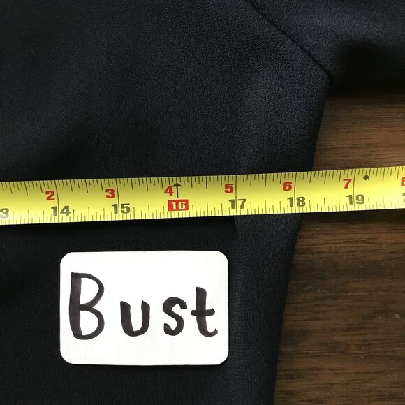 Vintage 90s Liz Claiborne Black Minimalist Chic Wrap Long Sleeve V Neck Dress 6P - Picture 6 of 8